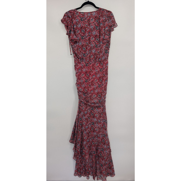 Veronica Beard Floral Samara Silk Maxi Dress Size 2 Red #1C504 - Picture 7 of 12